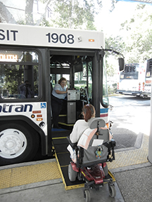 wheelchair on bus ramp